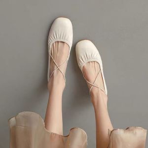 Free Shipping Retro Ballet-Style Flats For Women 2026 Spring Collection Round-Toe Shallow-Cut Flat Shoes