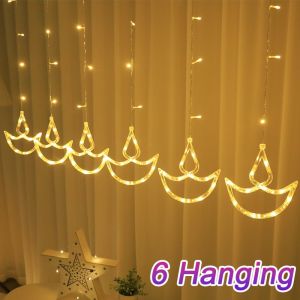 🪔6 Hanging 🪔deepavali lights LED Fairy lights 8modes outdoor Curtain Lamp Fairy String Lights LED deepavali decoration