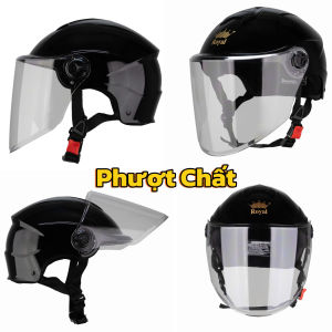 Mũ bảo hiểm nửa đầu Royal M389 màu đen bóng chính hãng - Nón bảo hiểm nửa đầu có kính