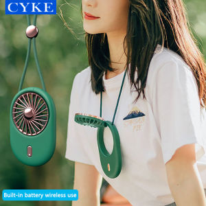 Original CYKE Hands Free Portable Rechargeable Mini Usb Personal Fold Hanging Neck Fan Battery Operated with 3 Wind Speeds