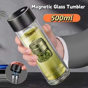 YIYU STUDIO Double Wall Glass Tea Cup with Tea Infuser Insulated ic Glass Tumbler Leak Proof Stainless Steel Filter Tea Bottle Drinkware