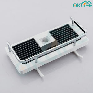 [OKLIFE. SG]Rectangle Showerhead Holder/Bathroom Organizer/Adjustable No Drilling Shower Pole Shelves Storage Rack