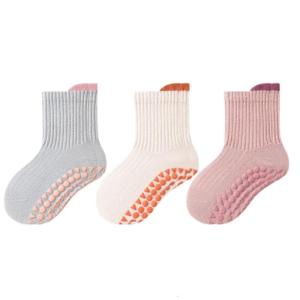Infant Cotton Crew Socks Baby Ankle Socks Toddlers Grippy Socks Grip Socks with Anti Skid Soles for Girls Boys 0-6 Years