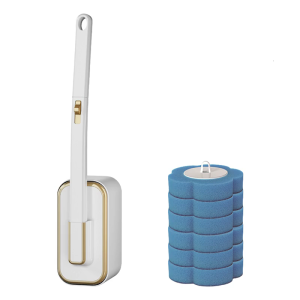 Wall Mounted Toilet Brush Set Bathroom Toilet Washing Brush with Replaceable Brush Head Long Handle Toilet Bowl Brush