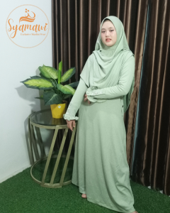 syamawi | syifa dress knit set khimar all size LD 105