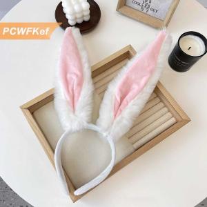 【PCWFKef】 Nữ Cô Gái Dễ Thương Lolita Cosplay Headband Fluffy Sang Trọng Ngọt Ngào Dài Thỏ Bunny Tai Bandana Tóc Hoop Phim Hoạt Hình Phim Hoạt Hình Headpiece