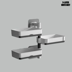 2/3 layer Drilling-Free Soap Holder Wall Mounted Soap Organizer Soap Case Soap Dish Box Bathroom