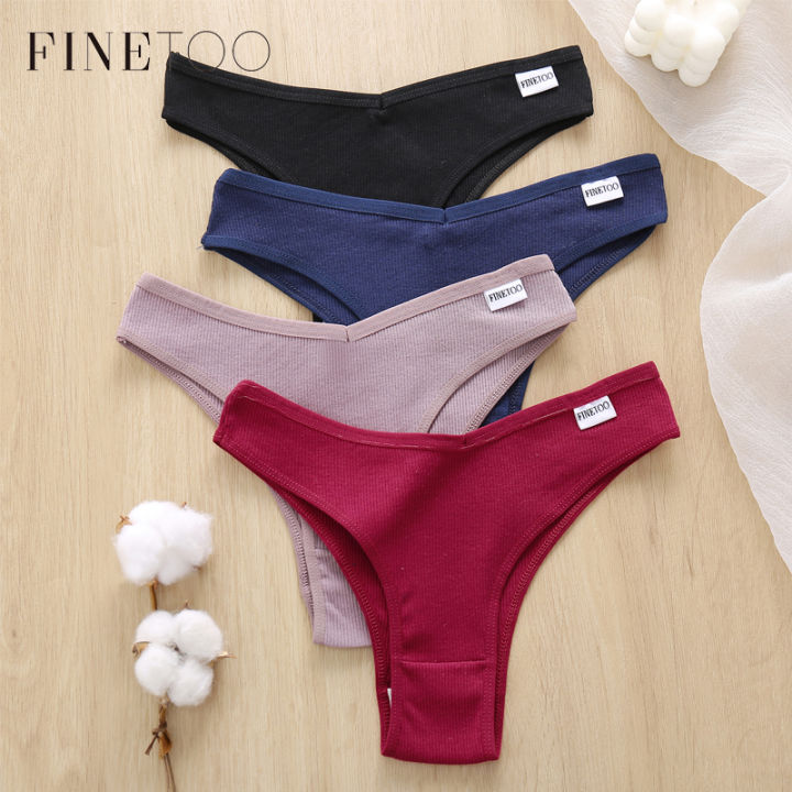 FINETOO 1pc M-XL Cotton Brazilian Panties Women V Waist Underwear For Female  Underpants Lady Bikini Panty