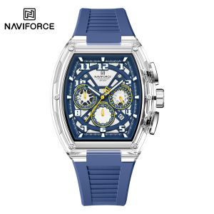NAVIFORCE Original Mens Quartz Watch Chronograph Mini Dial Luminous Hands Silicone Strap Calendar 5ATM Waterproof Mens Boy Gift Outdoor Sports Casual Lightweight Mens Watch NF6118