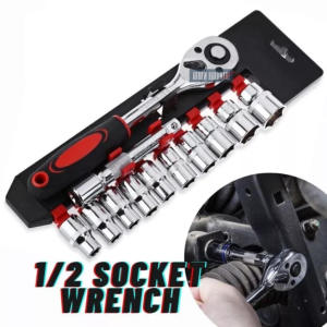 🔥9.9 MEGA SALE🔥 12pcs 1/2 inch Drive Ratchet Wrench CR-V Socket Kits Mechanic Spanner Car Repair Tools Set