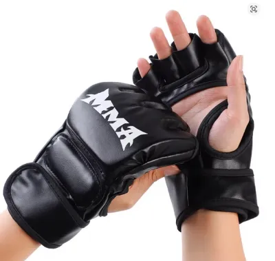 TJ SPORTS MMA Boxing Training Gloves Half-Finger – Muay Thai Kickboxing Grappling Sanda Combat Sport Competition Gloves for Men & Women