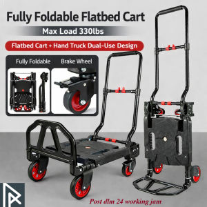 400lbs 2 in 1 Folding Telescoping Trolley Hand Truck Dolly Cart Convertible Hand Cart with Retractable Handle