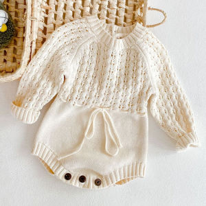 2025 Spring Baby Clothes Girls Romper Autumn Long Sleeve Baby Girl Knit Hollow Out Rompers Baby Jumpsuit Baby Clothes2026