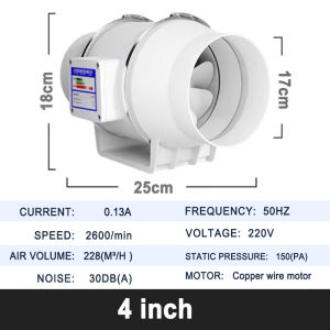 4/5/6/8 Inch White Circular Duct Fan 2600 Speed Strong Ventilation Fan Kitchen Range Hood Bathroom Exhaust Fan Silent Fan 220V Exhaust Duct Duct Exhaust Fan Ventilation Exhaust | Low Noise | Large Air Volume | Energy Saving | Easy Installation
