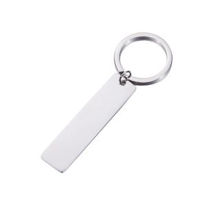 10Pcs 12x50mm Strip Bar Keychain Mirror Polish Stainless Steel Stamping Blank Keychain For DIY Engrave Tags Keychain2026