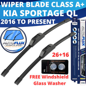 AutoFlux Wiper Blade Class A+ Kia Sportage QL 2016 To Present FREE Windshield Glass Washer Set 26+16