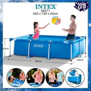 INTEX 28271 (NP296) 2.60 Meter Rectangular Frame Pool PVC Pipe Rack Pool Bracket Large Family Recreation Swimming Water Pool  Home Outdoor