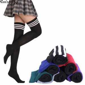 Ruizhijzg Ready Stock Womens Cotton Long Socks Summer Girls Ladies Over The Knee Socks Thigh High Leg Warmer Stocking
