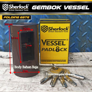 Gembok Tabung Vessel Sherlock Rolling Door Folding Gate + 5 Computer Key