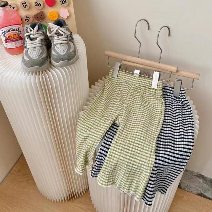 Flared Pants Kids Girl Fashion Korean Style Plaid Slacks for Middle and ...