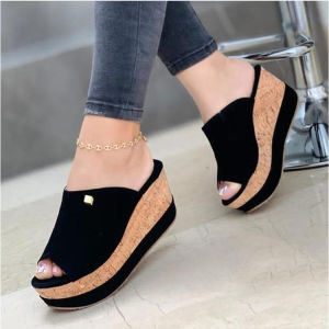 2025 Summer New WomenS Wedge Heel Thick-Soled Slippers