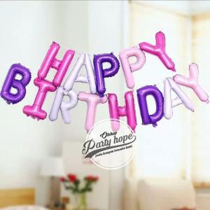 Balon Foil Huruf Set Happy Birthday macaron / paket huruf hbd pastel