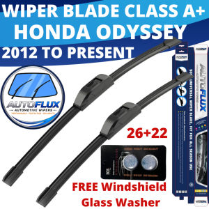 AutoFlux Wiper Blade Class A+ Honda Odyssey 2012 to Present FREE Windshield Glass Washer 26+22