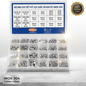 【FREESHIP】Một Bộ 880 Chiếc Thép Không Gỉ 304 Đầu Ổ Cắm Lục Giác Bộ Ốc Vít M2 M3 M4 M5 Có Hạt Và Vòng Đệm Cho DIY Và Sử Dụng Chuyê