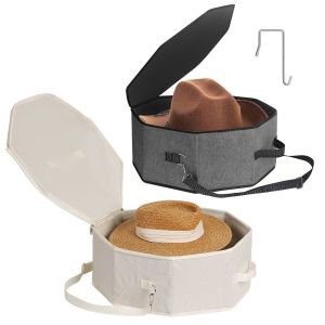 FLYING with Hook Hat Storage Box Non-woven Fabric Support Structure Travel Hat Bag  Collapsible Hat Organizer Box For Travel