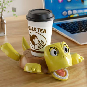 Funny Turtle Coaster Set Press to Pop Eyes Design Unique Playful Cup Holder for Home Interactive Vibrant Colors Sound Options 17.5x12.5x5 CM Rich Color Schemes