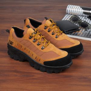 Sepatu Safety Pria Boots Safety Ujung Besi Cat Burdozer Sepatu Boot Outdoor Tracking-kerja lapangan
