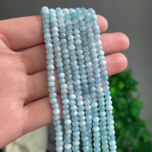 3x5mm Natural Faceted Aquamarine Rone Beads Tiny Round Loose Spacer Beads for Jewelry Making DIY celets Earrings Supplies