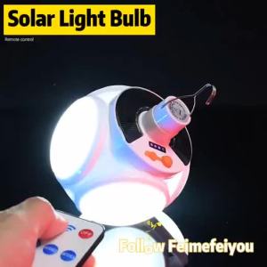 Solar outdoor light bulb lampu pasar malam terang lampu led boleh cas lampu emergency di rumah Solar Charging Camping Lamp Foldable Emergency Lights with hook 2 charging ways 5 work modes