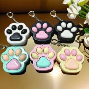 LEKGAVD Cartoon Cat Claw Button Pendant Key Ring Fingertip Toy Cat Paw Keyboard Creative Kawaii Cat Paw Keychain Bag Pendant