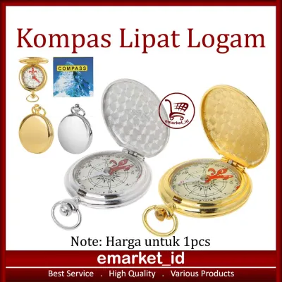 Kompas Lipat Logam 35mm AG82 / Compas Kiblat Compass Petunjuk Arah Sholat Pocket Portable Liontin Lensatic Bahan Aluminium Satelit / Tembaga Saku Kecil Saku Anti Air