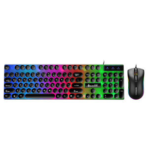 RGB Gaming Keyboard and Mouse Combo Full Size LED Colorful Light  Backlit Wired Keyboard and Mouse Set Gaming Mechanical Feel Keyboard and Mouse Set For Computer Desktop Laptop 键盘鼠标套装
