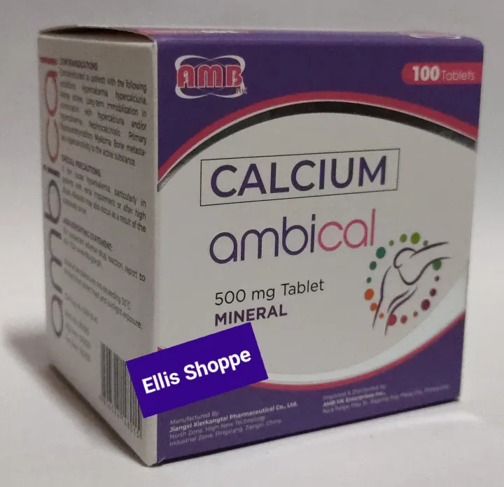 AMBICAL Calcium 500mg (Calcium Supplement) Box of 100 Tablets | Lazada ...