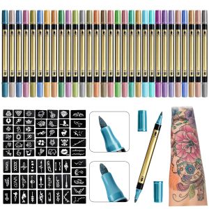 Bộ bút vẽ hình xăm tạm thời Ponhey gồm 12 bút vẽ hình trên cơ thể và 67 khuôn mẫu hình xăm lớn bút vẽ hình hai đầu tạo đường nét mảnh với chất lượng mỹ phẩm mềm dẻo an toàn cho da bộ dụng cụ vẽ hình trên da cho trẻ em thanh thiếu niên và người lớn.