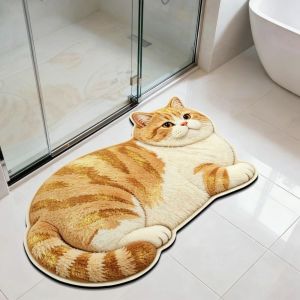 ANANAA 4060cm Thảm trải sàn hình mèo dễ thương Chống trơn trượt Mèo Ragdoll/ Mèo cam Thảm phòng tắm gia đình Bền bỉ Tầm nhìn lập thể Thảm nhỏ đặt trước cửa phòng ngủ Dành cho trà trong phòng khách
