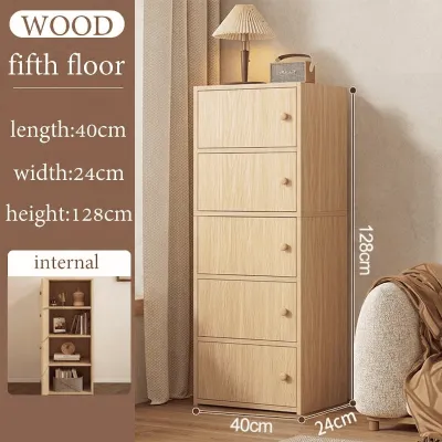 5 Layer Storage Cabinet Wood Cabinet Five-drawer Chest Organize Clothes Locker Wardrobe Modern Storage Cabinet For Bedroom LivingRoom