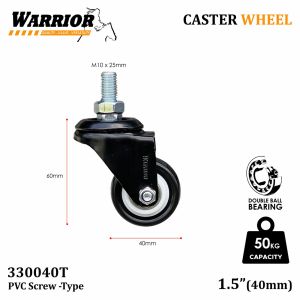 Warrior BLACK CASTER WHEEL 2-inches Screw Threaded Swivel and Swivel with Brake (sold per piece)