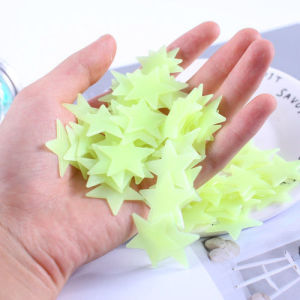 100pcs 3D Stars Glow In The Dark Wall Stickers 夜光贴荧光贴夜光星星 Pelekat Dinding Hiasan Dinding Bercahaya Home Decoration Luminous DIY