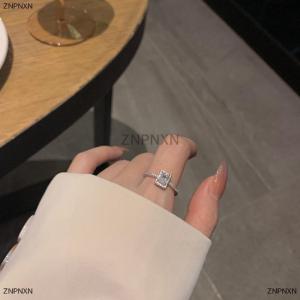 [COD] ZNPNXN Luxury Classic Wedding Engagement Rings For Women Square Lucky Ring Personality Alloy Rings Charm Jewelry