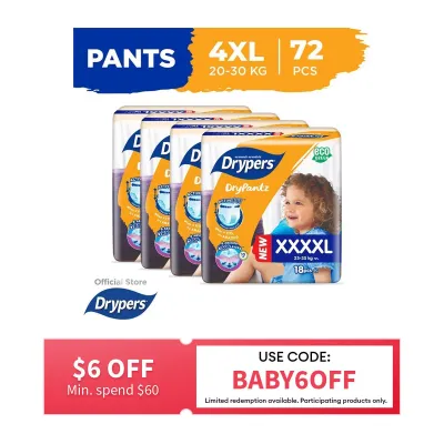 Drypers Drypantz XXXXL Size 18s Pants Baby Diaper - Case