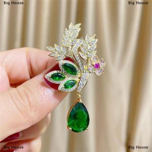 [COD] Big House เข็มกลัดหูข้าวสาลีพลอยเทียมสวยเก๋สำหรับผู้หญิงแฟชั่นหยดน้ำบนใบรูปเข็มกลัดเครื่องประดับชุดกี่เพ้า