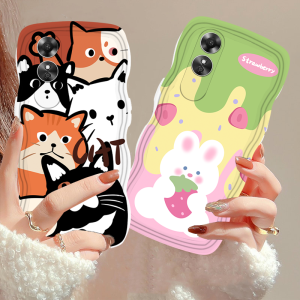 (Lokal Ready) Xinyu Casing hp OPPO Reno 8T 4G Reno 6 5G Reno 5 Reno 5F Reno 4F Rabbit Strawberry Manis Kelinci dan Kucing Pinggir Gelombang TPU Softcase