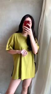 MEIRA SLIT TOP-kaos wanita bahan katun premium adem dan lembut