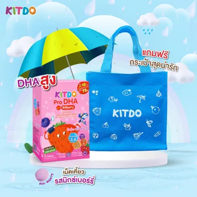 คิทโด้ โปร ดีเอชเอ พลัส บิลเบอร์รี่ วิตามินเด็ก วิตามินเม็ดเคี้ยว Kitdo หมดอายุ 17/01/27