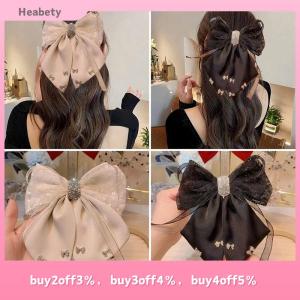 Heabety New Hairpin Satin Fabric Decorated Bow Rhinestone Black Large Size Hairpin Accessories For Women Girls