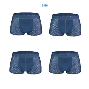 4Pcs Mens Underwear Male Boxers Breathable Ice Silk Mesh Underpant Softness Boys Panties Boxershorts